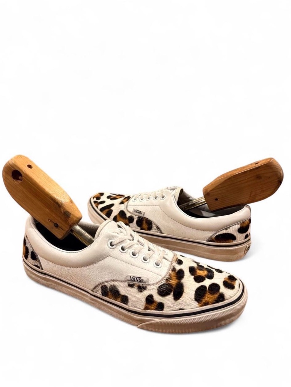 Vans Era Calf Hair Leopard True White Leather Sneakers Men 8.5 Women 10